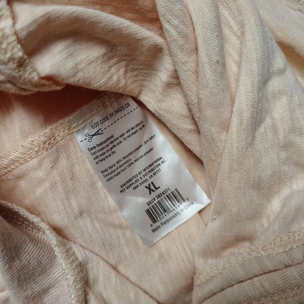 Reddy Dog XL Beige Ruched Detail Lightweight Pet T-Shirt